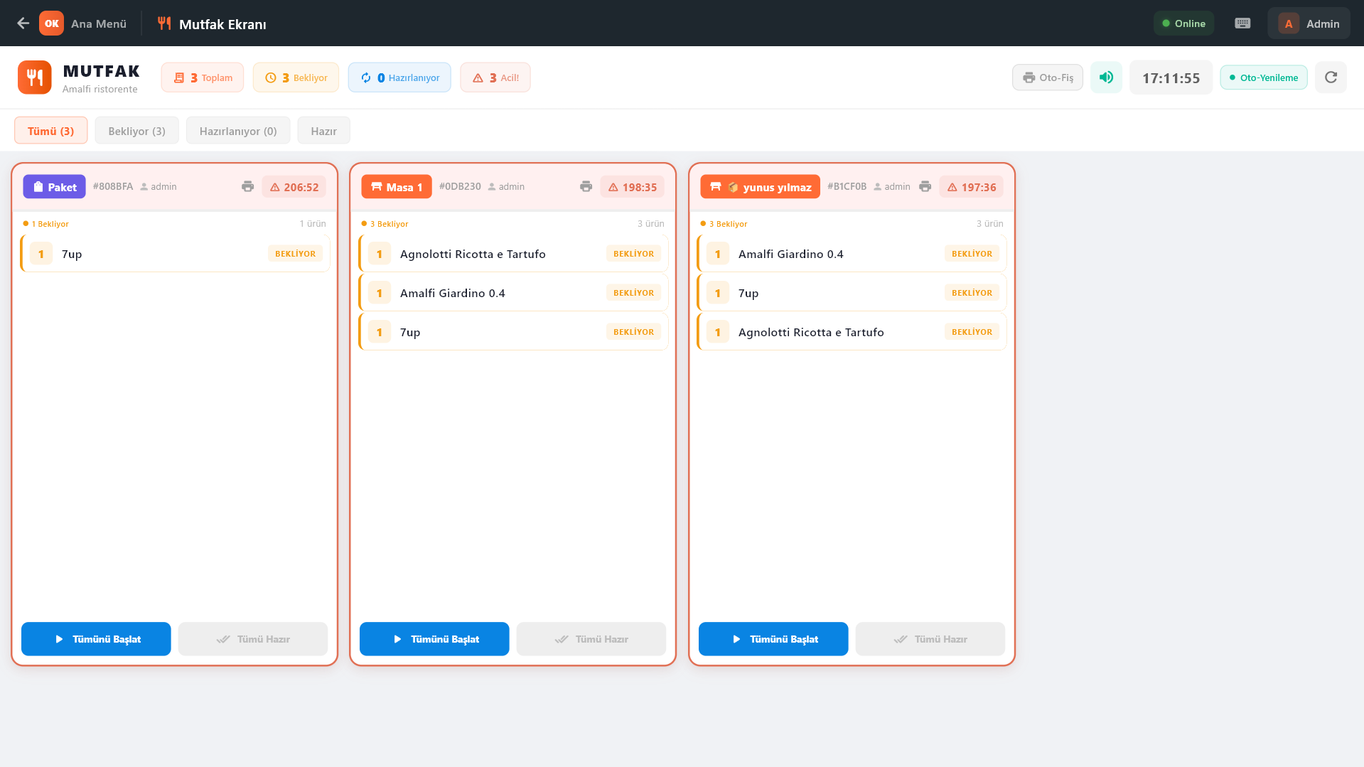 OkPos Mutfak Ekranı